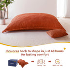 MAXYOYO Giant Bean Bag Chair with Pillow, 3 in 1 Convertible Bean Bag Chair for Adults with Washable Cover, Removable Floor Cushion Stuffed Floor Lounger for Living Room Bedroom, Orange, Full