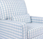 Namesake Crawford Glider Recliner, Blue Gingham | 360° Swivel Ultra Cozy Glider Rocker for Feeding & Relaxing w/ Lumbar Pillow - GREENGUARD Certified - For Nursery/Living Room
