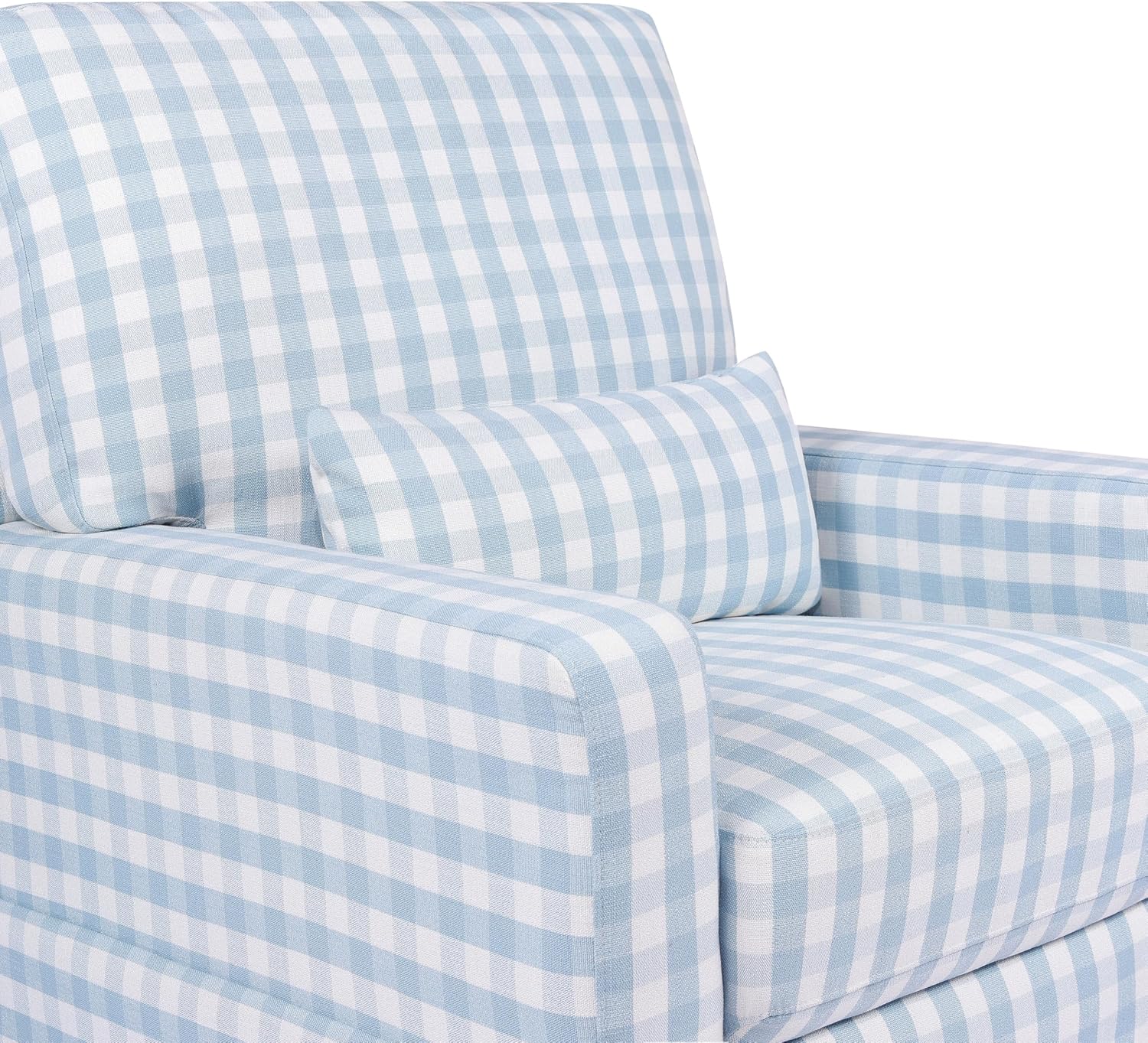 Namesake Crawford Glider Recliner, Blue Gingham | 360° Swivel Ultra Cozy Glider Rocker for Feeding & Relaxing w/ Lumbar Pillow - GREENGUARD Certified - For Nursery/Living Room