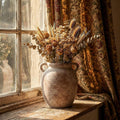 Ceramic Flower Vase Home Decor - 7.28Inch Farmhouse Rustic Vase,Double Handle Pottery Terracotta Vases for Living Room Dining Bedroom Table Decor Festive Decor Housewarming Gift