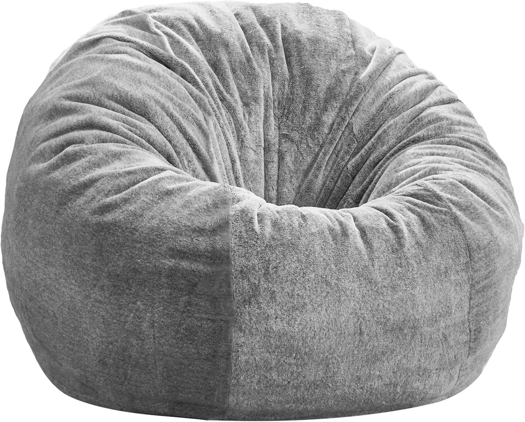 ZurNesfure Bean Bag Chair for Adults, 3FT Giant Bean Bag with Filler & Machine Washable Cover, Fluffy Bean Bag Chairs Oversized Beanbag Lounge Chair for Living Room, Bedroom Dorm (Grey, Medium)