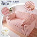 MAXYOYO 59" Bean Bag Sofa Couch, Loveseat Boneless Couch in a Box, Upholstered Small Mini Sofa with Deep Seating for Living Room Bedroom Office Apartment, No Assembly, Pink