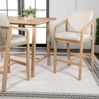 JONATHAN Y Porto Acacia Wood Outdoor Bar Stool Set of 2 for Patio and Kitchen Counter, Coastal Woven Rope Armchairs with Removable Cushions, Light Teak BSL1200A-SET2