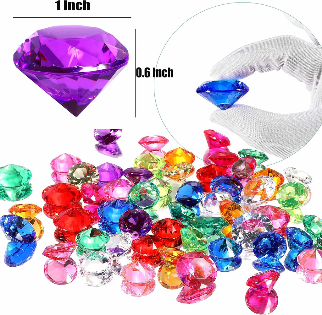 75pcs Multi-Colored Acrylic Gems Plastic Gemstones for Pirate Treasure Party Decoration Table Decorations Vase Filler Fish Tank etc. (Multi Color)