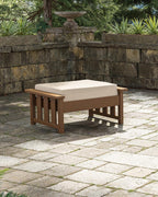 Martha Stewart by POLYWOOD® Acadia Deep Seating Ottoman in Black/Dune Burlap