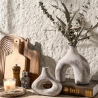 SIDUCAL Ceramic Vase Set of 2 for Minimalist Bohemian Decor | Irregular Hollow Donut Vases for Home Decor, Wedding, Living Room, Shelf, Office, Entryway, Mantel Decoration,Brown