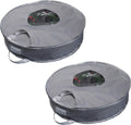 Simplify 24 Inch Wreath Bags | 2 Pack | Christmas Storage | Holiday Decorations | Round Zippered Bag | Protects Wreathes | Durable Material | Collapsible | Grey