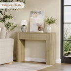 MECHYIN 47" Console Table, Fluted Sofa Table with Sturdy Construction, Small Curved Entryway Table for Entrance, Behind The Couch, Hallway, Living Room, Foyer
