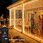 Brizled Smart Curtain Lights, 390 LED 9.8x6.3Ft Curtain Lights Outdoor, App & Voice Control Plug in Music Sync Curtain String Lights for Bedroom Wall Wedding Window Party Backdrop Indoor, Warm White