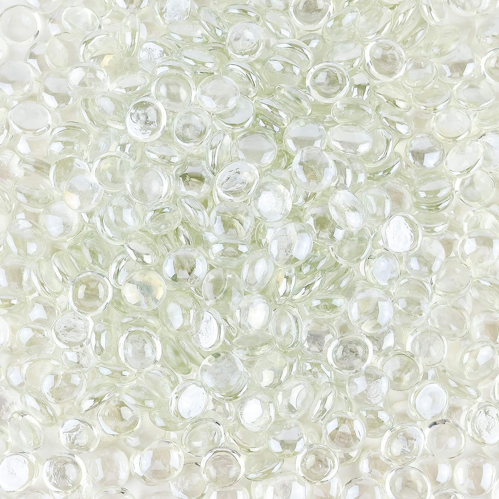 Clear Flat Glass Marbles Vase Filler Beads (5lb, 500 Stones) | Glass Pebbles, Mancala Gems