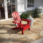 Taylor & Logan Nellis Adirondack Chair with Cup Holder, Weather Resistant HDPE Adirondack Chair in Red