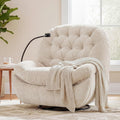 Swivel Rocker Recliner Chair,Oversized Swivel Rocking Sofa | Large Glider Recliner with Phone Holder for Living Room,Chenille,Cream Beige