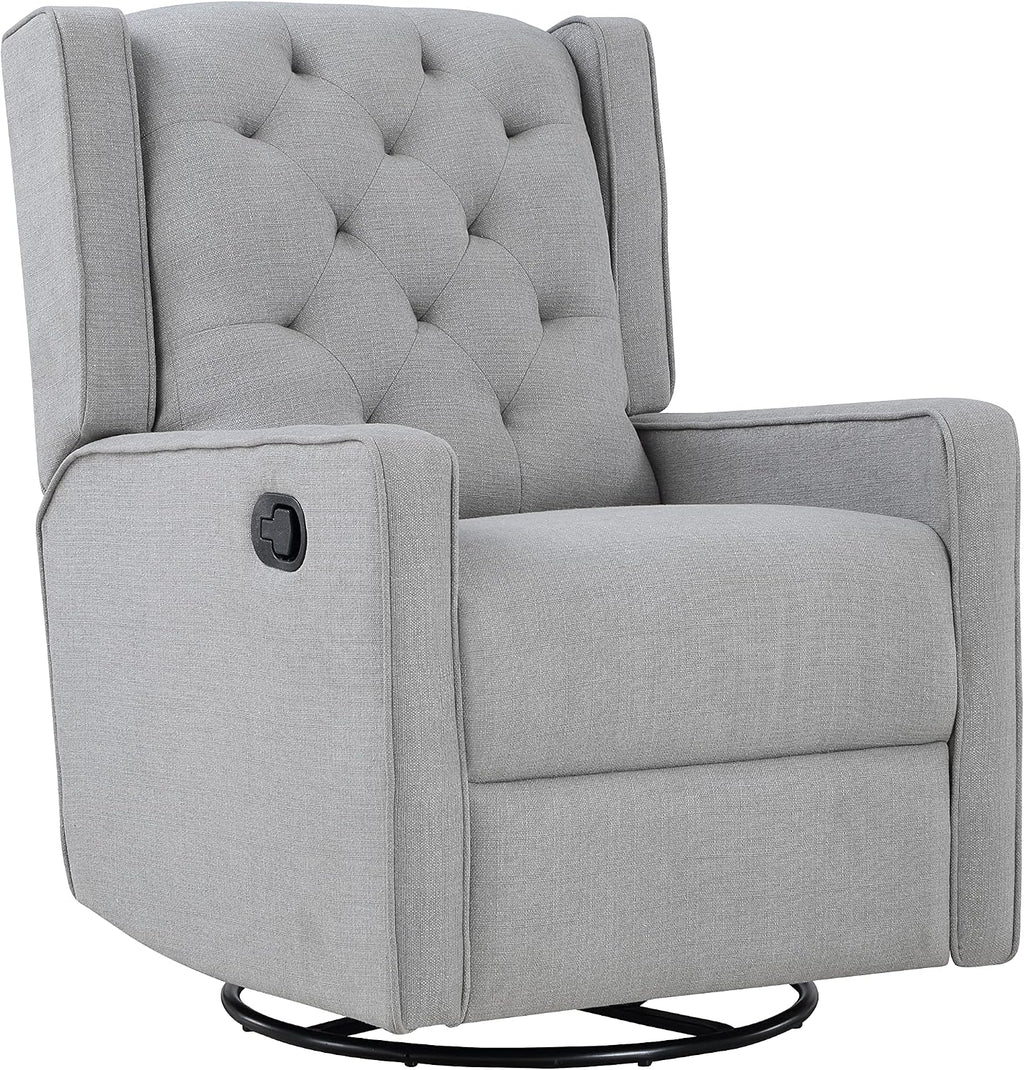 Gliding Swivel Recliner Tufted Pebble Fabric