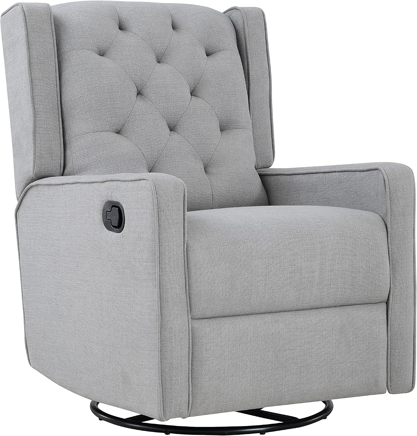 Gliding Swivel Recliner Tufted Pebble Fabric