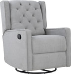 Gliding Swivel Recliner Tufted Pebble Fabric