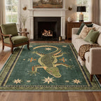 Bavni 2x5 Runner Rug Non Slip Washable Low Pile Print Rug for Hallway Kitchen Laundry Room Bedroom Bathroom, Alligator Forest Green