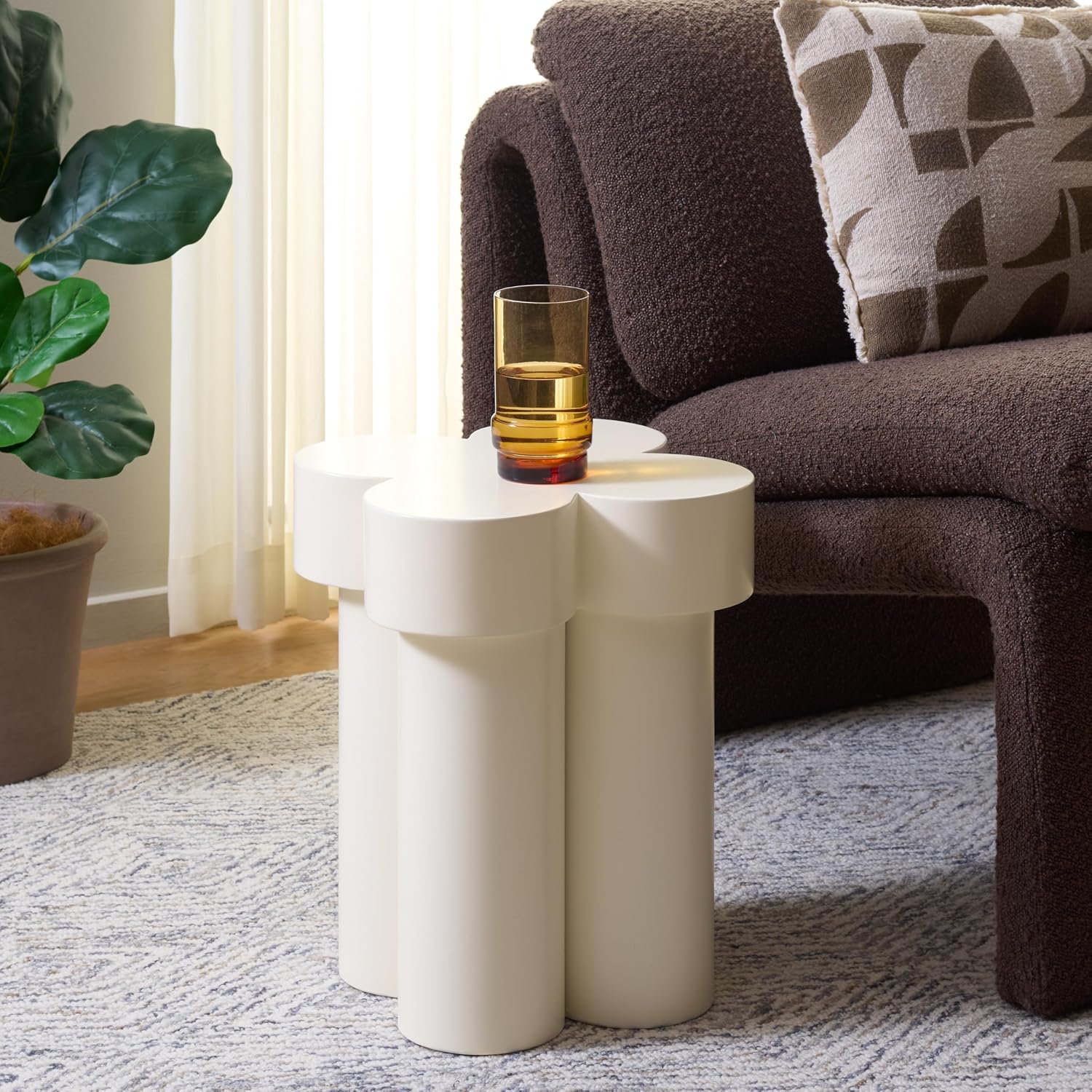 SAFAVIEH Home Collection – Bastien Ivory Sculptural Accent Table, Modern Floral Silhouette, Fully Assembled (ACC2331A)