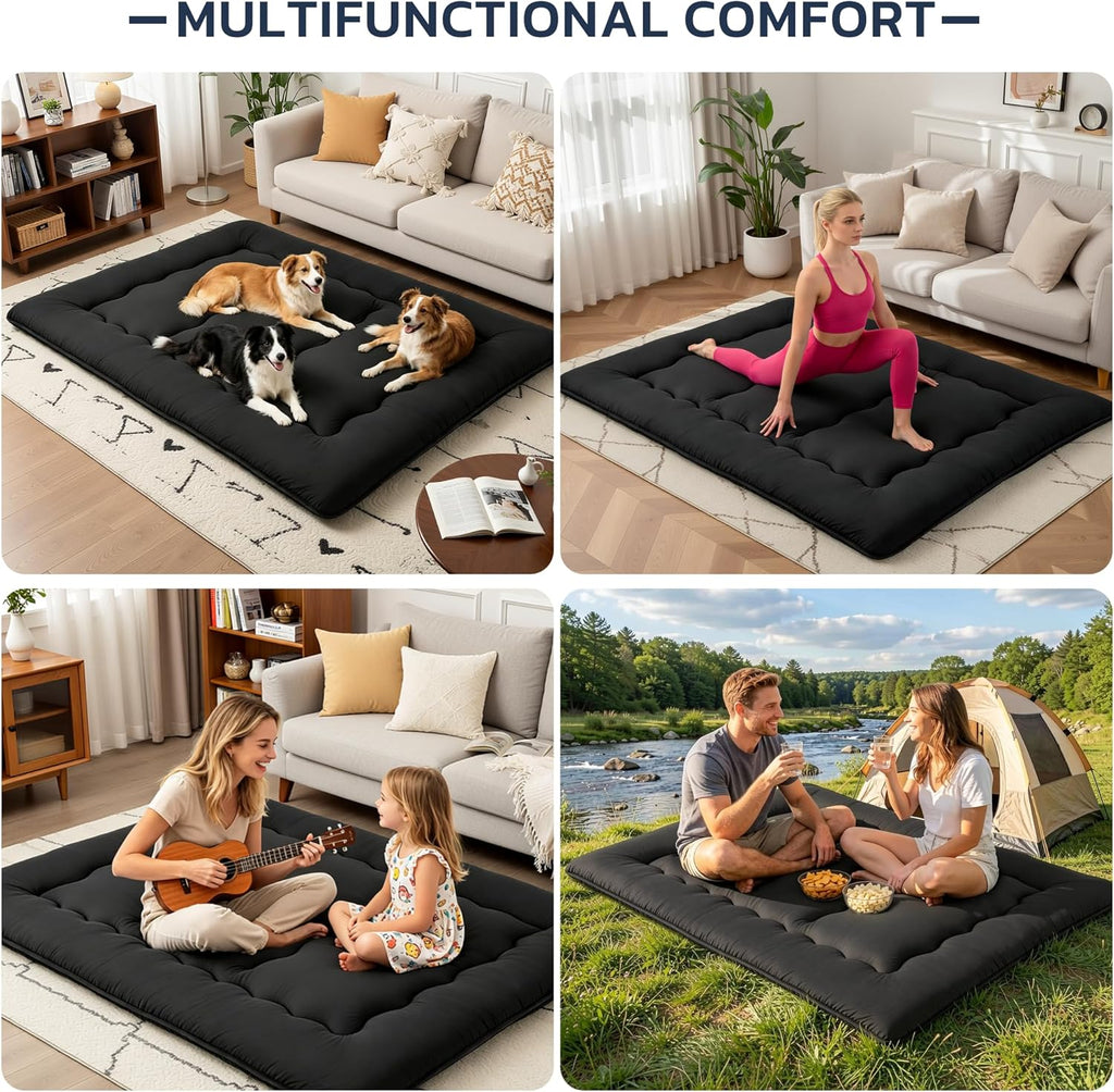 Simple Deluxe 4-Inch Twin Tatami Mattress, Japanese Futon Foldable Mattress with Removable Washable Cover, Portable Floor Bed for Bedroom, Guest Room, Camping, and Everyday Use – Black
