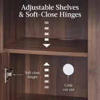Best Choice Products 72" Tall Narrow Arched Pantry Cabinet w/Reeded Door, 4-Tier Bookshelf, Armoire, Hutch, Bookcase, Storage Cabinet w/Adjustable Shelves, for Dining Room and Livingroom - Walnut