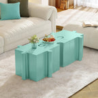 Modular Puzzle Side Tables for Small Spaces: 3-in-1 Interlocking MGO Tables with 200lb Capacity - Indoor & Outdoor Use for Apartments & Patios - Light Green Color