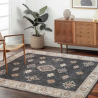 ILANGO Washable Area Rugs 5x7 for Living Room Vintage Area Rugs Non Slip Boho Dining Room Rugs for Under Table Ultra-Thin Low-plie Floor Carpet for Bedroom Farmhouse