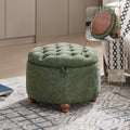 WUTUTUEE 24Inch Round Storage Ottoman with Tray, Modern Tufted Circle Coffee Table with Storage, Upholstered Ottoman with Removable Top for Living Room, Bedroom, Chenille Green