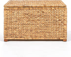 happimess HPM9005A Anada Wicker Weave 30" Storage Trunk, Wooden Frame/Water Hyacinth, Farmhouse, Transitional, Coastal, Rustic for Office, Dorm Room, Living-Room, Bedroom, Dining-Room, Natural