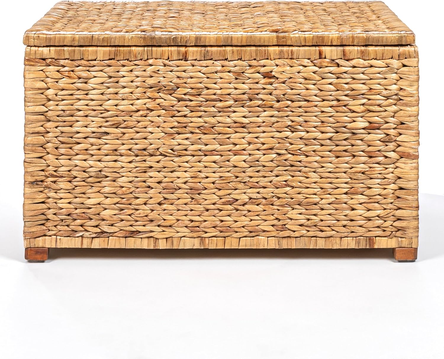 happimess HPM9005A Anada Wicker Weave 30" Storage Trunk, Wooden Frame/Water Hyacinth, Farmhouse, Transitional, Coastal, Rustic for Office, Dorm Room, Living-Room, Bedroom, Dining-Room, Natural