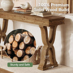 Solid Wood Console Table 63 Inch, Farmhouse Entryway Table with X-Shaped Legs, Narrow Sofa Table Behind Couch for Living Room, Hallway, Foyer, Sturdy & Easy Assembly