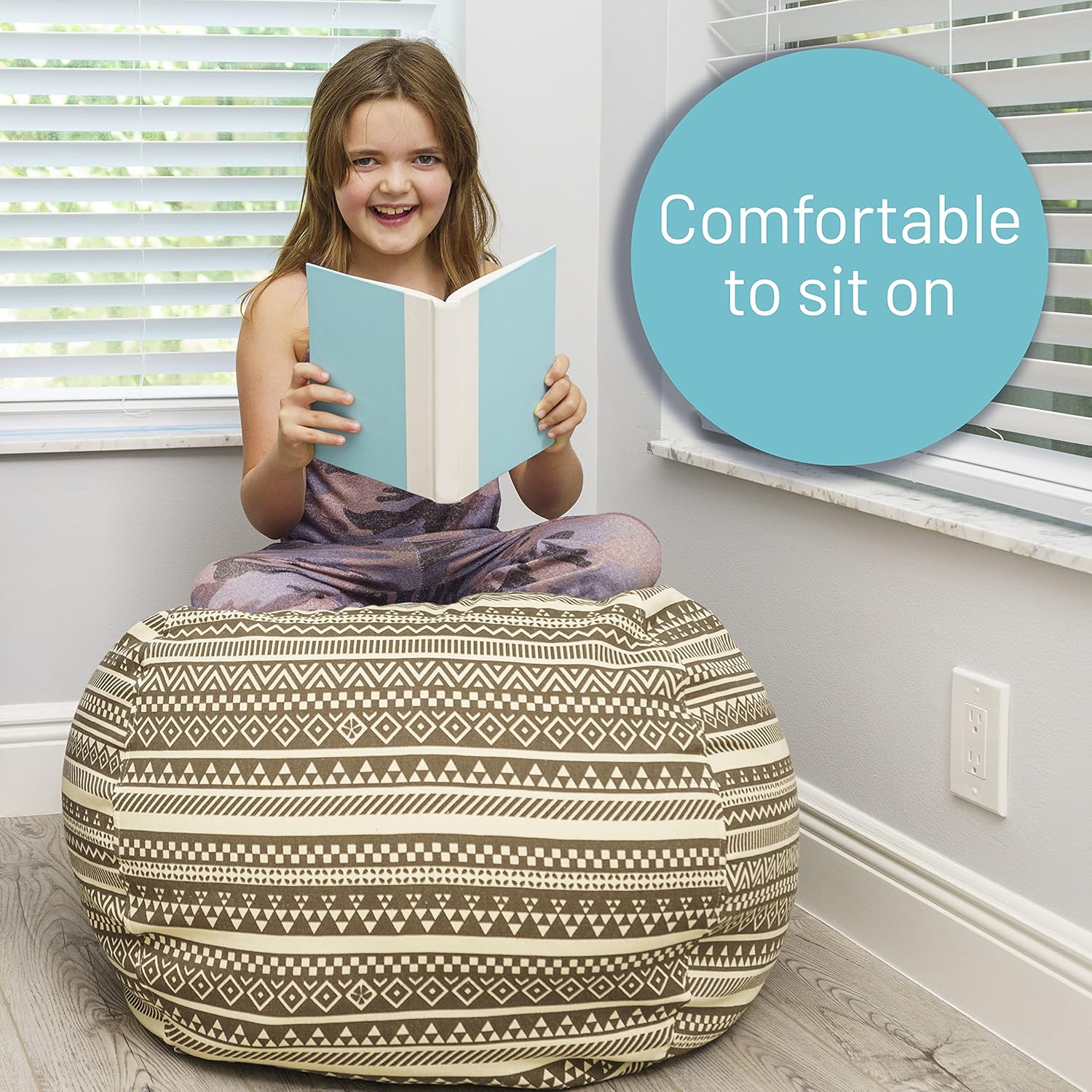 Stuffed Animal Storage Bean Bag Chair - Kids & Teens Bean Bag Chairs - Stuffed Animal Holder