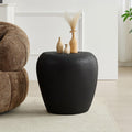 Round Side Table, Modern Faux Stone End Table, Accent Irregular Bedside Table for Bedroom, Living Room, Home Office, No Need Assembly, Black