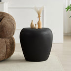 KEIKI 19" Fiberglass Irregular Matte End Table with Faux Rocks Design, Modern Style Side Table, No Assembly Required, for Apartment, Living Room, Bedroom, Reception Room, Office, Black