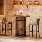 Tribesigns Round Bar Table, 39.4-Inch Bar Height, Bistro Pub Table for Kitchen, Living Room, Small Space, Brown (Only Table)