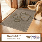 Dog Paw Doormats 20''x32'' for Dirty Paws, Washable Entryway Rugs Floor Mats Dirt Trapper with TPR Backing, Absorbent Low Profile Door Mat for Front Door, Hallway, Entryways, Beige