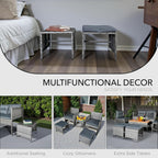 GIANGSUNNY Set of 2 Outdoor Wicker Ottomans, Patio Footstools with Cushions, Multipurpose Rattan Ottomans for Seating or Footrest, Balcony & Deck (Grey)