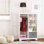 UTEX Kids Dress Up Storage with 2 Storage Bins and Full Length Mirror | Kids Armoire, Opening Hanging Kids Closet Wardrobe, Water-based Paint
