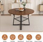 47-59" Round Dining Table Set for 6, Extendable Round Dining Table with Chairs, Wood Table and Chairs Set with Storage Shelf, Modern Dining Room Table Set for 6