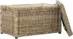 happimess Jacob 30.7" Collapsible Wicker Storage Trunk, Natural | Hand-Woven Rattan, Removable Lid and Liner, Coastal Style, Folds Flat, Entryway Toy Chest, Mango Wood, Iron Frame