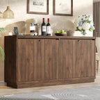 knoworld Buffet Cabinet with Storage, Outlet & Adjustable Shelves, Sideboard Cabinet with Double-Arc Doors, Classic Modern Wood Console Table & Credenza for Dining Room & Entryway