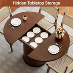Extendable Round Dining Table for 4-8, 43in-59in Modern Wood Dining Room Table with Removable Leaves, Extendable Dinner Tables w/Heavy Duty Base for Kitchen|Living Room|Small Space, Walnut