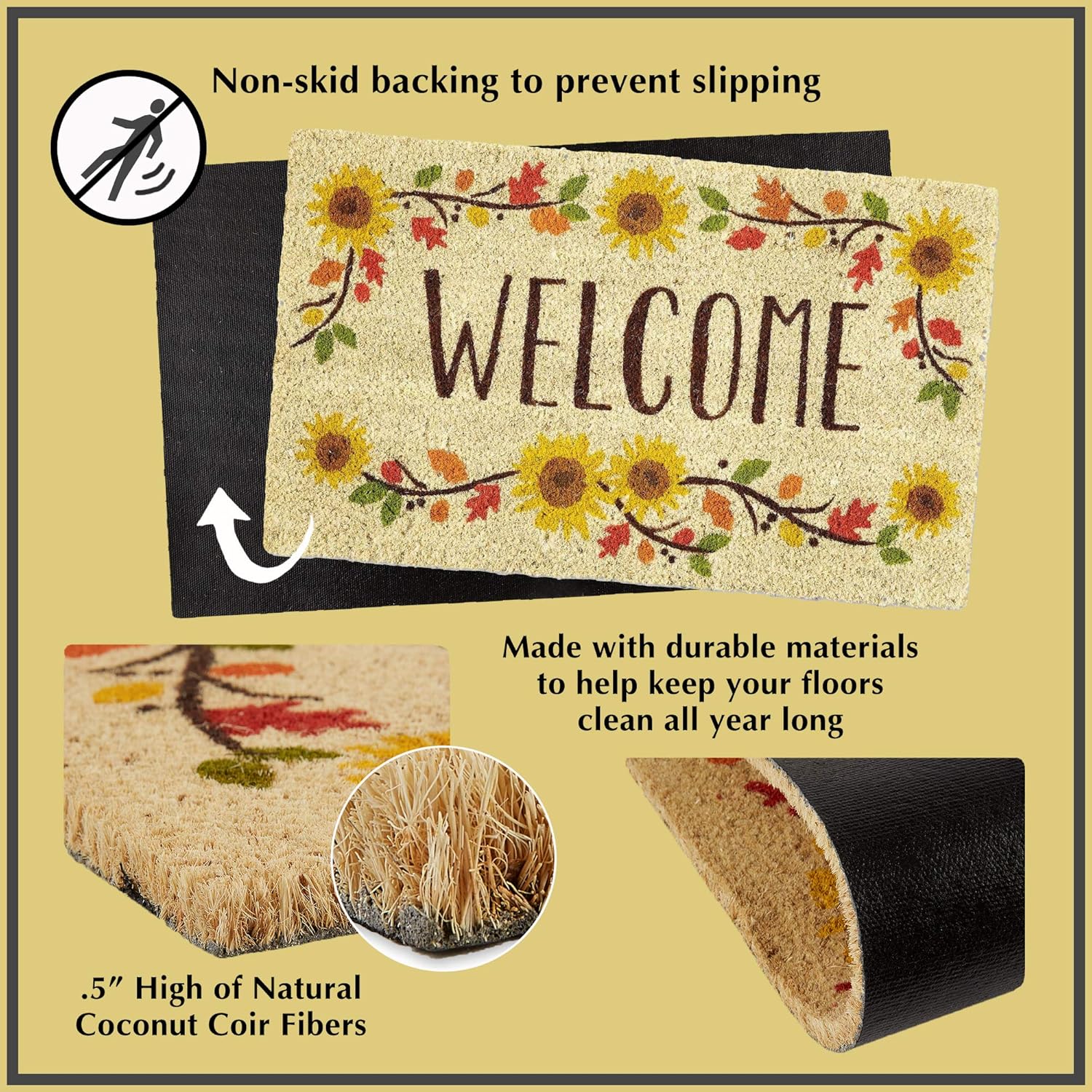 DII Rubber Doormats Collection All Weather, 18x30, Lattice