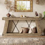 Tribesigns 70.9" Farmhouse Console Table, Long Sofa Table Behind Couch with Storage, Narrow Console Station, Industrial Rustic Entryway Furniture for Hallway, Entry, Living Room (1, Light Brown Oak)