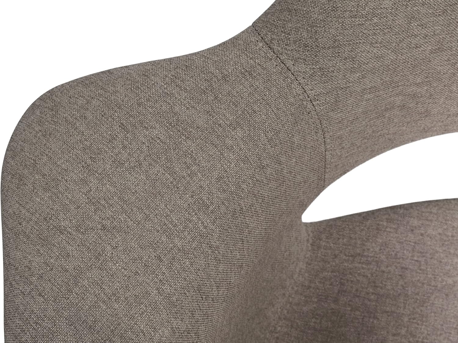 2xhome - Organic Upholstered Fabric Modern Armchair with Dark Walnut Brown Wooden Legs for Dining Room Office or Accent Chair (Tweed Taupe Gray), Single, Set of 1