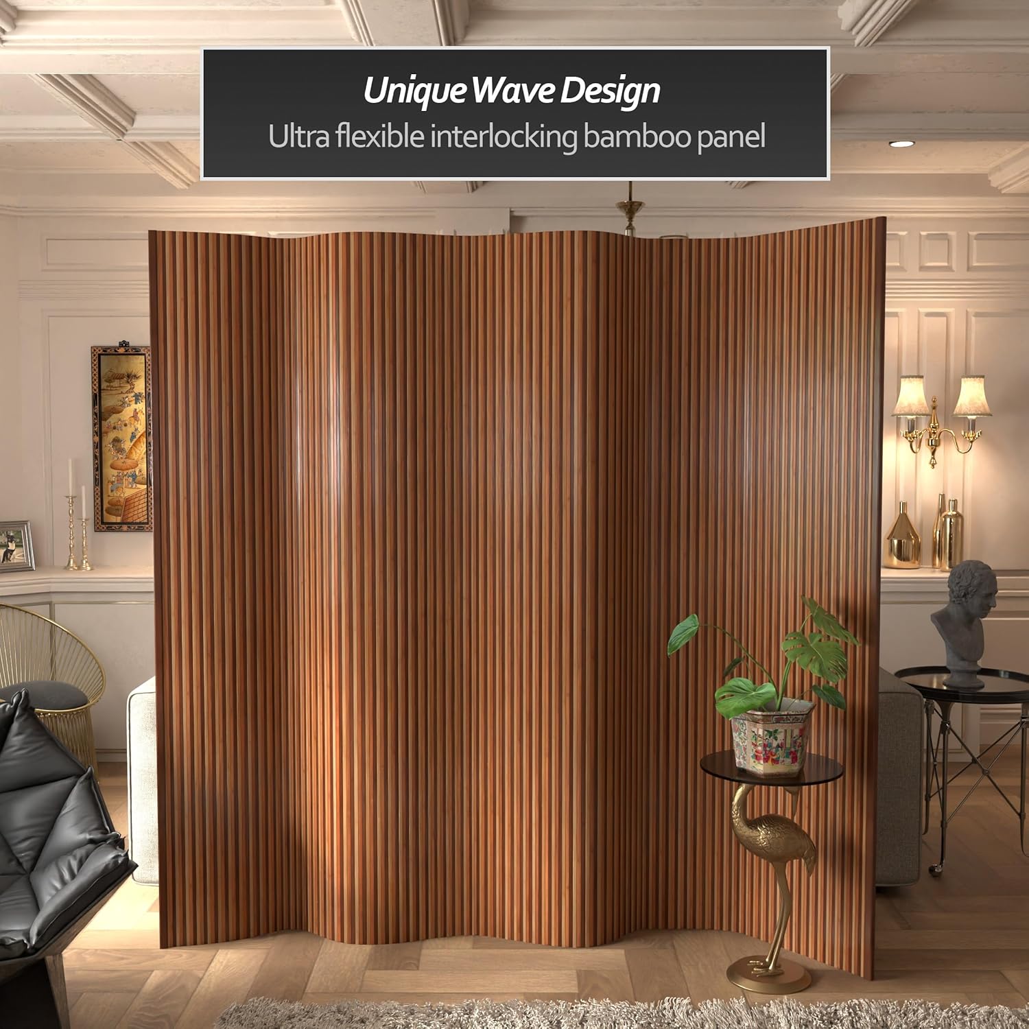 7 ft. Tall Bamboo Wave Screen - Triple Espresso