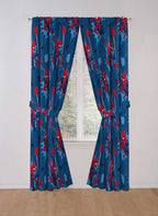 Jay Franco Kids Window Drapes - 4 Piece Curtain Set Includes 2 Tiebacks, Beautiful Bedding Room Décor and Easy Set Up, Blue - Spiderman, 84 Inch