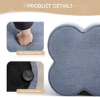 Blue Linen Ottoman Set of 2, Small Vanity Stool, Multi-Functional Ottoman Stool, Footrest for Couch, Flower Footstool for Makeup Room, Entryway and Living Room