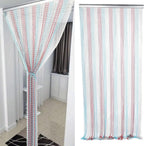 Dense Aluminum Chain Hanging Door Curtain, Ventilated Proof Room Divider in Red Blue Silver for Kitchen