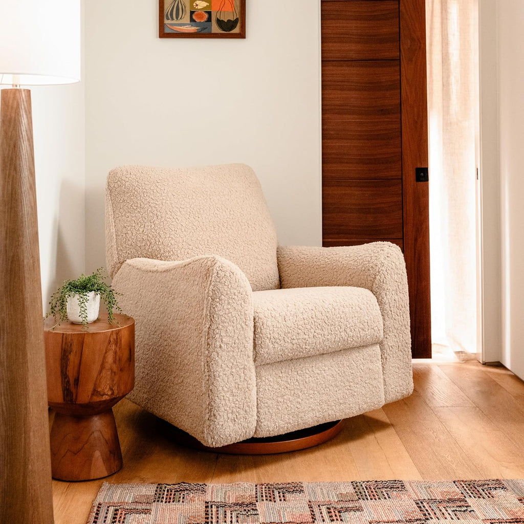 Nurseryworks for Babyletto Sunday Power Recliner and Swivel Glider in Chai Shearling, Greenguard Gold Certified and CertiPUR-US® Certified