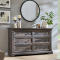 6 Drawers Dresser for Bedroom, 54" Wide Wood Large Dressers w/Roman Column | Dressers & Chests of Drawers, Wooden Dresser TV Stand for Nursery Bedroom Living Room Hallway,Dark Rustic Oak