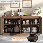 knoworld Buffet Cabinet with Storage, Outlet & Adjustable Shelves, Sideboard Cabinet with Double-Arc Doors, Classic Modern Wood Console Table & Credenza for Dining Room & Entryway